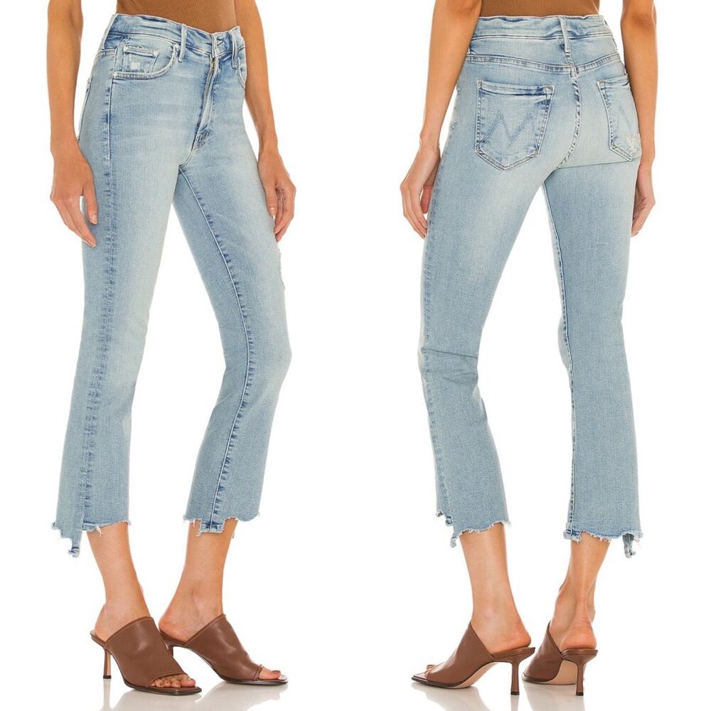 MOTHER The Insider Crop Step Chew Leg Jeans Outerspace Wash size 24